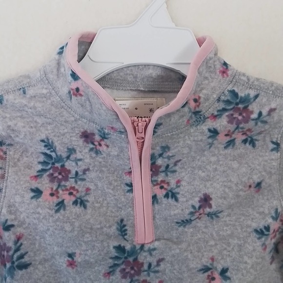 Oshkosh‎ 1/4 Zip Fleece Pullover Size 6 in Grey w/ Floral Print - Picture 3 of 11